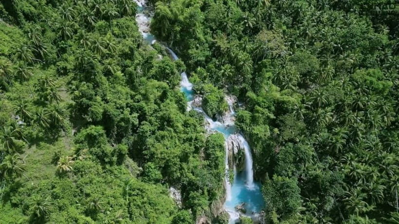 South Cebu Chasing Waterfalls with Silog Breakfast + Lunch - Mantayupan Falls: hanging-bridge views and a two-tier drop